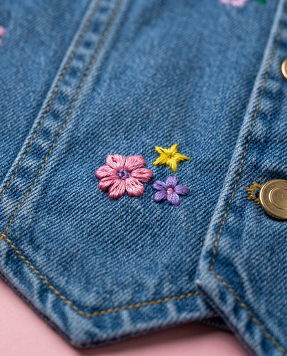 Conjunto jeans Florzinhas