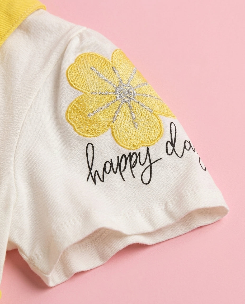 Jardineira Amarela + blusa Happy