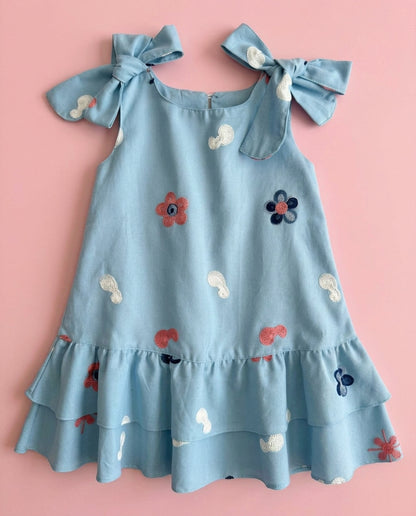 Vestido Azul babadinho